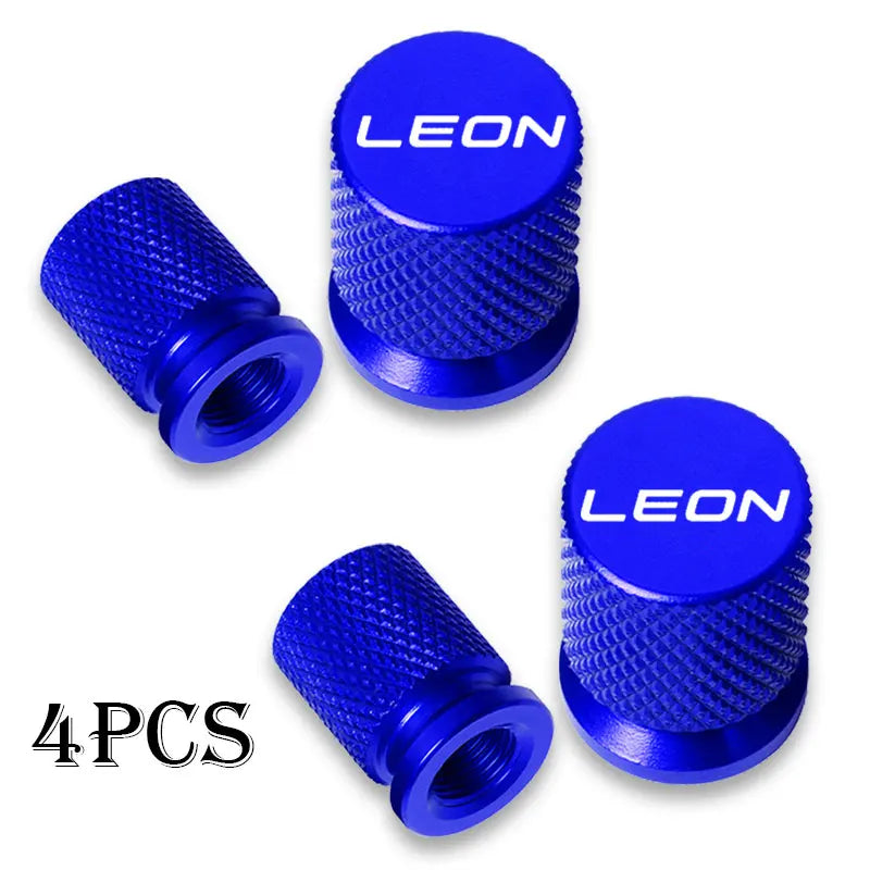4pcs Auto CNC Badges For Seat Leon Car Wheel Tire Valve Caps Tyre Stem Covers Airdust Waterproof Accessorie CM World