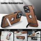 PU Leather Phone Case with Kickstand for iPhone 17 16 15 Pro Max 14 Plus 13 12 11 Mini Soft Grip Luxury Back Cover with Stand Car Mobile World