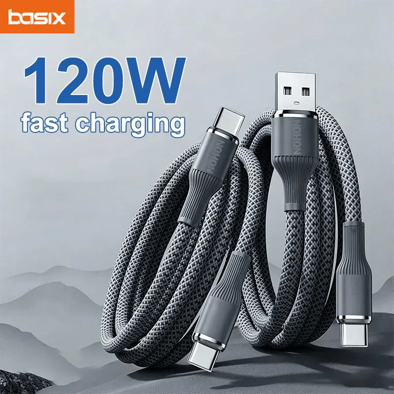 120W Type C to Type C/USB to Type C Super Fast Charging Cable Matte Surface  Data Transfer Speed FOR iPhone Xiaomi Samsung