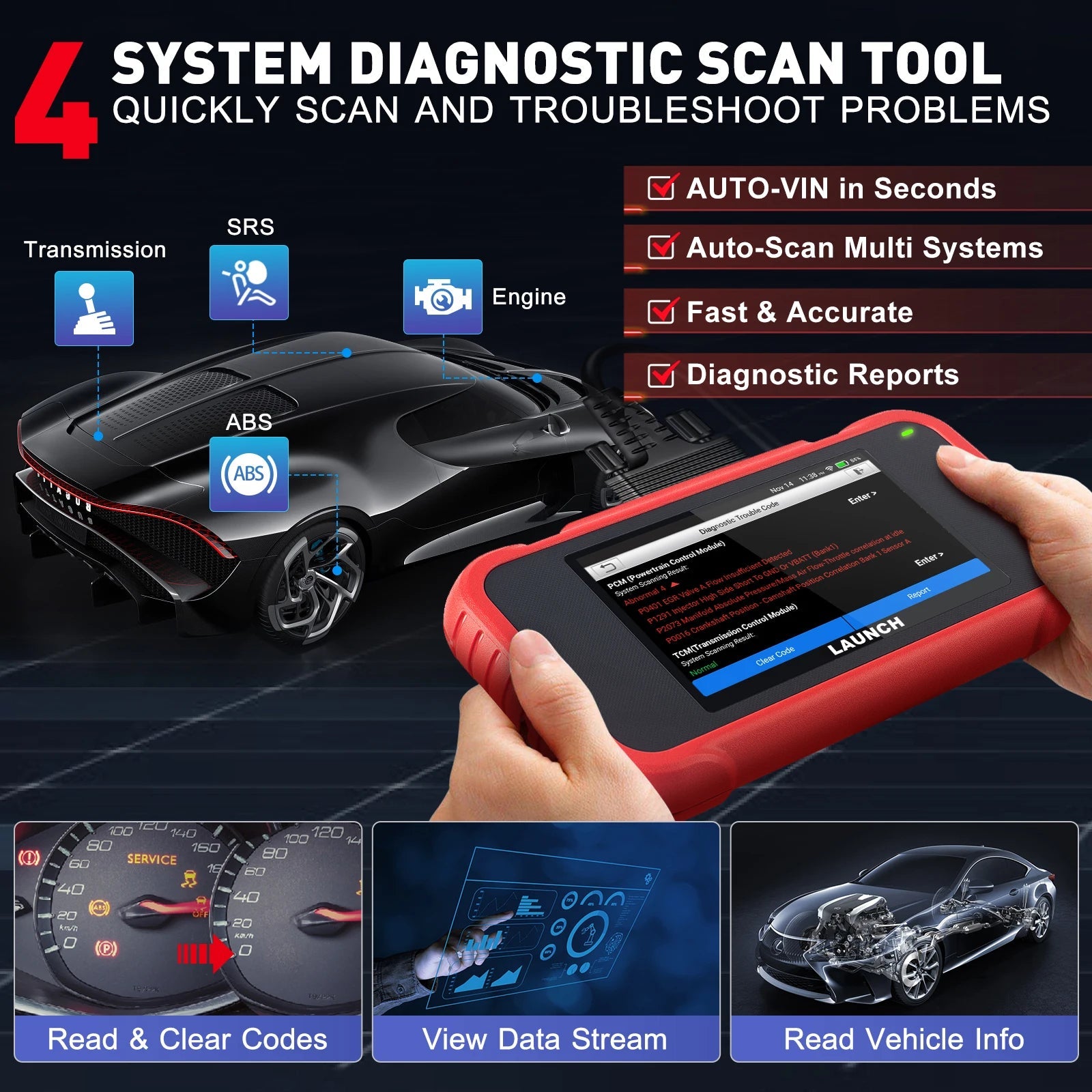 LAUNCH X431 CRP123E V3.0 OBD2 Scanner ENG ABS Airbag SRS AT Auto Diagnostic Tool 7 Reset Code Reader Automotive tools PK CRP123 Car Mobile World