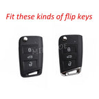 For Skoda VW Black Transparent Car Flip Key Fob Case Cover Keychain Ring Kodiaq Superb Octavia Karoq Tiguan Golf Polo SEAT Ateca CM World