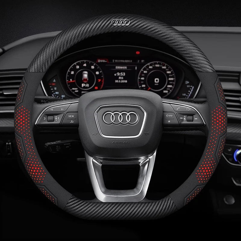 Carbon Fiber Steering Wheel Cover Anti-Slip for Audi SQ5 RSQ5 S3 S4 S5 S6 RS3 RS4 RS5 Q2 Q3 Q5 Q7 Q8 TT A1 A3 A4 A5 A6 A7 A8 CM World