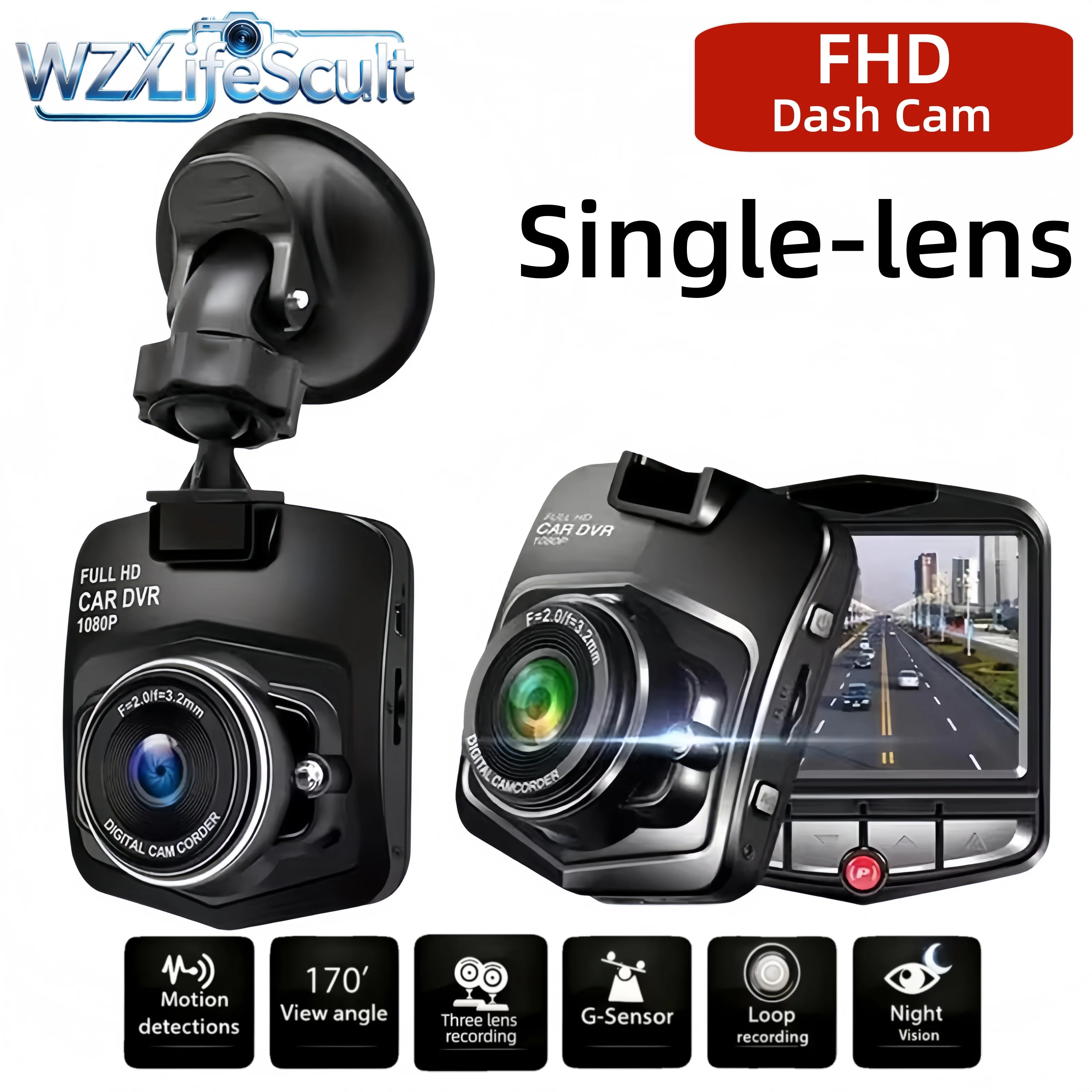 1080p universal in-car dashcam with a 2.2-inch LCD screen – continuous recording, 24/7 parking surveillance and motion detection, no batteries required Car Mobile World