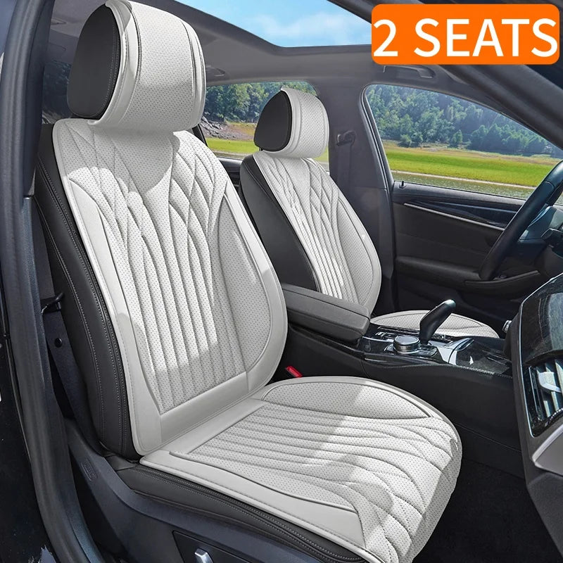Front 2-seater Car Seat Cushion, Luxurious Nappa Leather, Suitable for All Seasons, Comfortable, Breathable and Wear-resistant, Easy to Install, Suitable for Sedans SUV, Truck and Car Interior High-end Accessories