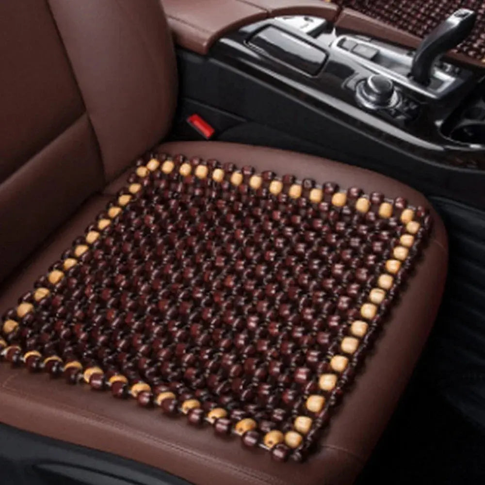 Car Seat Cushion Summer Breathable Cooling Wood Bead Seat Cover Pad Office Massage Cushion Air Ventilation Mesh Mat Cushion Pad Car Mobile World