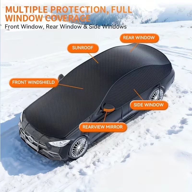 Car Half Cover Windshield Snow Cover Anti-UV Sun Shade Waterproof Dustproof Frost Guard Winter Summer Universal Protection Car Mobile World