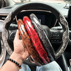 D-shaped,Round Car Steering Wheel Cover Peach Wood Grain Retro Style Modified Steering Wheel Styling Anti-slip Accessories 2025 CM World