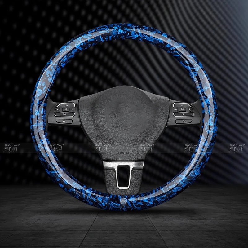 O/D Type Car Steering Wheel Cover Washable Flower Carbon Fiber Texture Auto Accessories for 37-38cm Steering Wheels