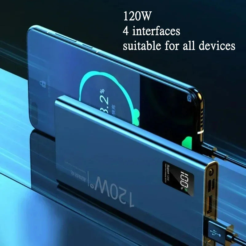 80000mAh Power Bank 120W Super Fast Charging 100% Sufficient Capacity Portable Battery Charger Digital Display For iPhone Xiaomi Car Mobile World