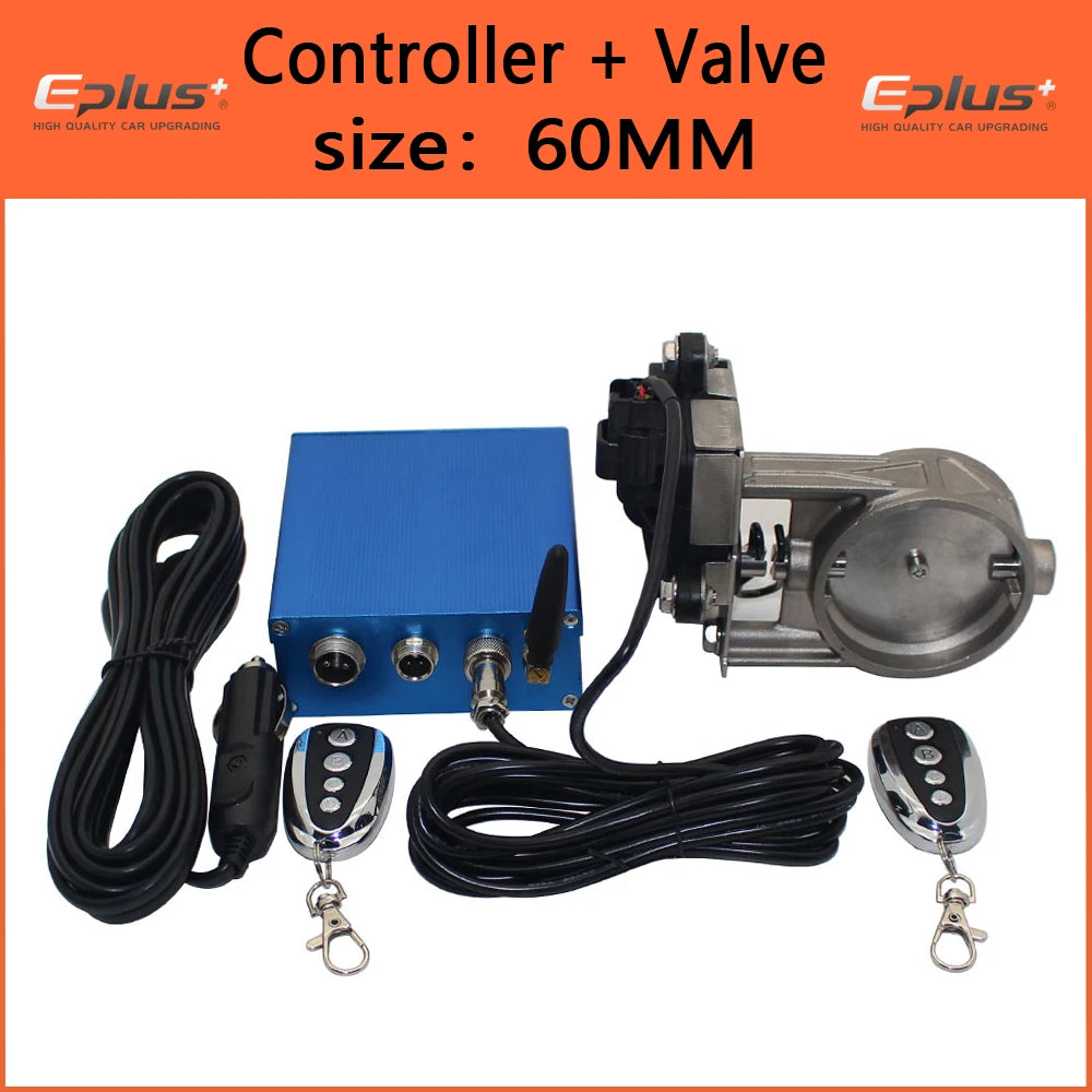 EPLUS Car Exhaust Pipe Valve Electric Kit Universal Multi-angle Mode 51 63 76MM Controller Device Remote Kit