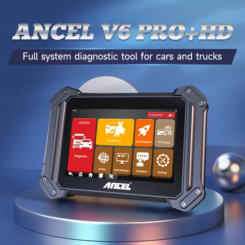 ANCEL V6 PRO+ HD Bidirectional Active Test Heavy Duty Truck Car Diagnostic OBD2 Scanner Tool Key programming ECU Coding Tool