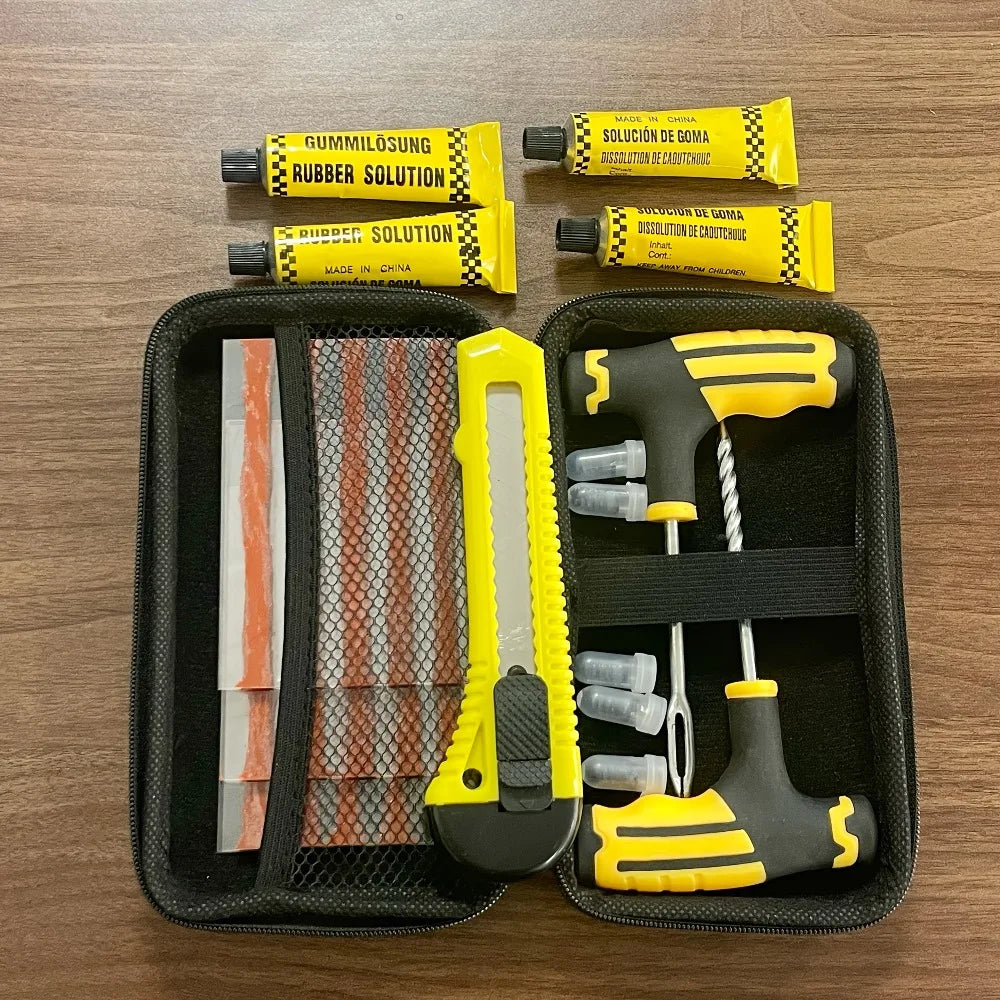 All-Vehicle Tire Rescue Kit - Heavy-Duty Repair Tools for Car/Truck/Motorcycle,Super glue,Self-Vulcanizing Plugs & Storage Case CM World