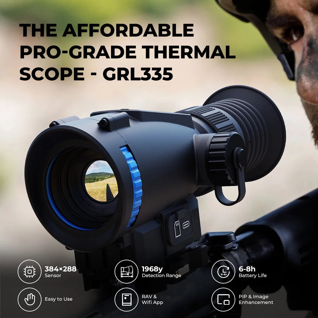 Thermal Scope GRL325/GRL335 384x288 Thermal Imaging Sight with 1500-1800m Distance 12um 55Hz, 64GB Storage for Outdoor Hunting CM World