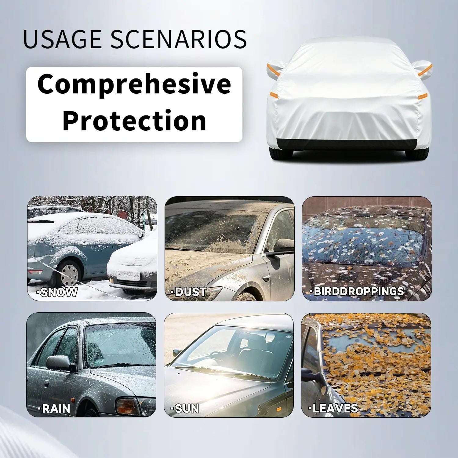 Kayme Outdoor Car Cover Waterproof All-Weather Full Vehicle Protection UV Sun Dust Wind Resistant for Sedan/SUV Car Accessories Car Mobile World