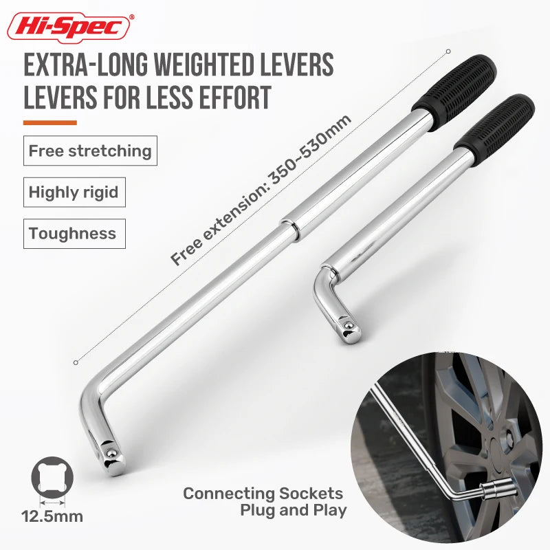 Hi-Spec 1/2'' L-TYPE Telescopic Tire Wrench Cr-v steel Socket Wrench Motorcycle tool Extendable Car Wheel Brace Wrench Hand Tool CM World
