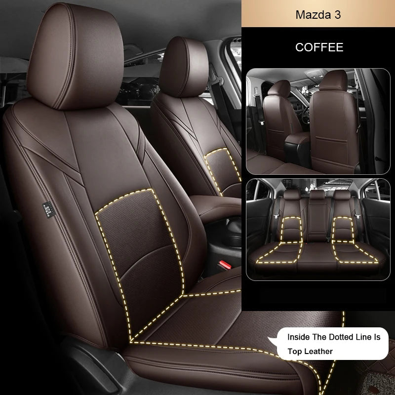 For Mazda 3 6 CX-5 CX-30 Custom Fit Car Seat Covers Accessories Full Covered Top Quality Leather Full Set 2 Rows 5 Seat CM World