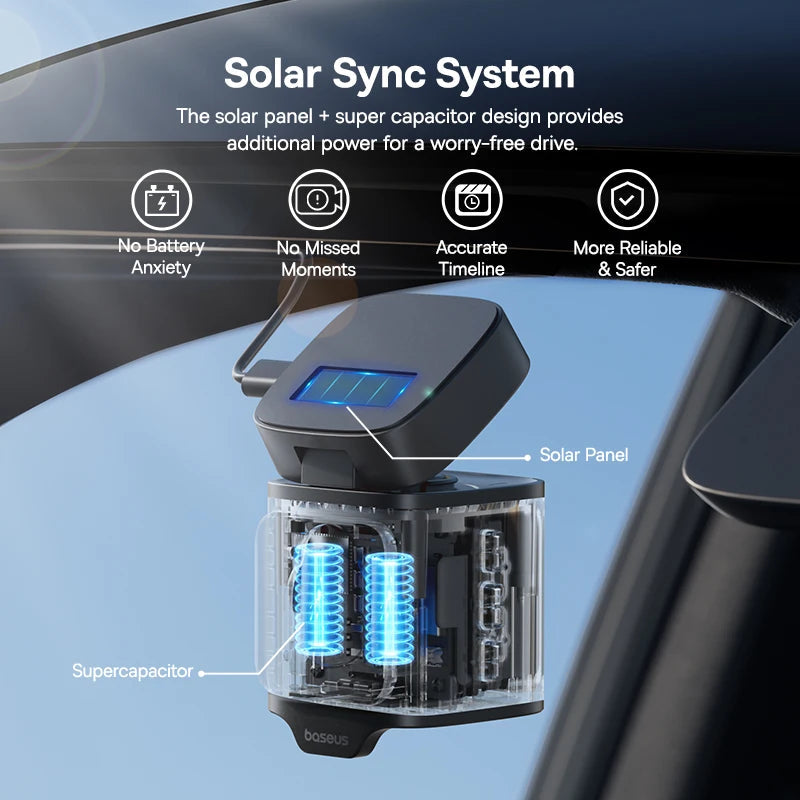 Baseus 3K Dash Cam VD1 Front and Rear Cam HD Built-in GPS Galileo Supercapacitor Car DVR Car Camera Recorder Support 24H Parking Car Mobile World