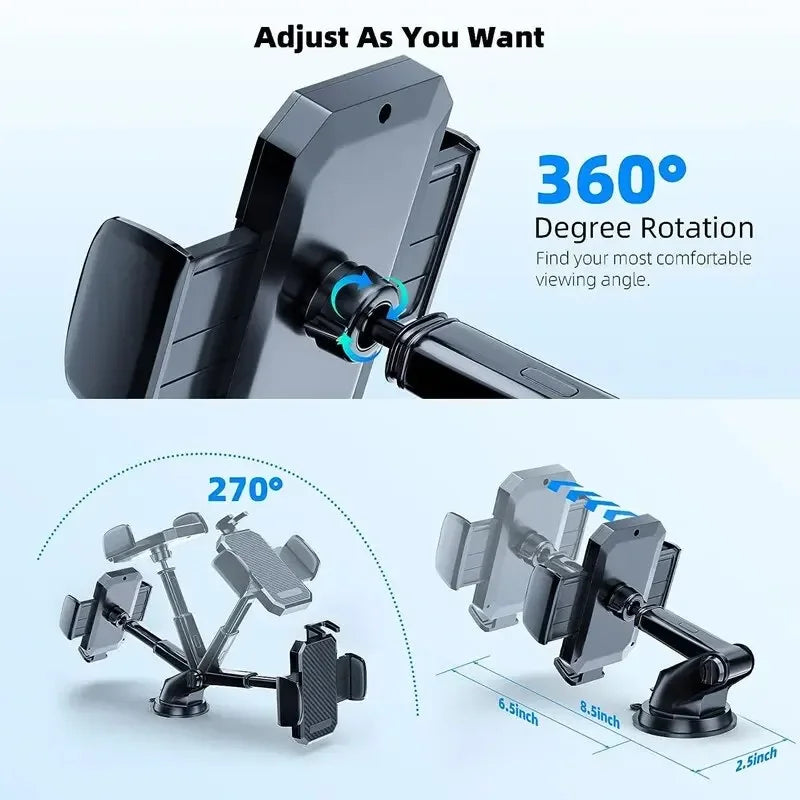 Universal Sucker Car Phone Holder 360° Windshield Car Dashboard Mount Mobile Cell GPS Navigation Support Bracket for Smartphones CM World