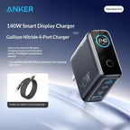 Anker 140w Gan Charger Pd 100w Multi Port Digital Display Ai Temperature Control Fast Charging For Macbook Laptop Phone Tablet Car Mobile World