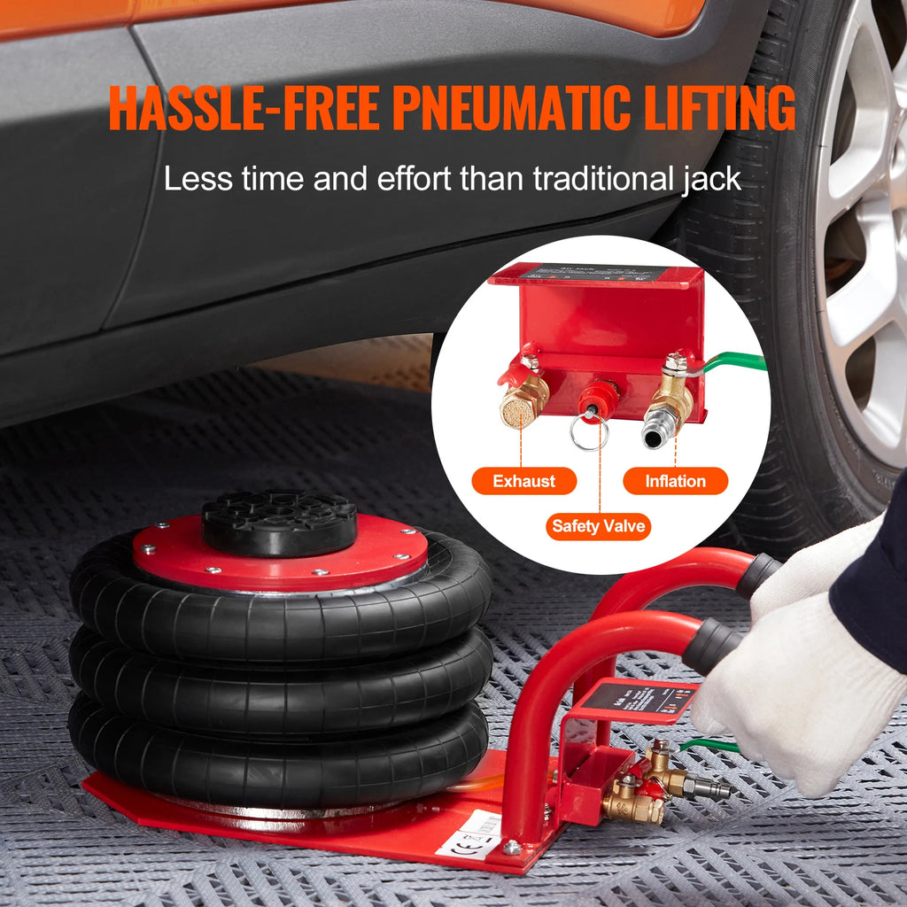 SucceBuy Triple Bag Air Jack 3 Ton (6600 lbs) Capacity Portable Pneumatic Car Jacks Heavy Duty & Quick Lifting for Garage Repair CM World