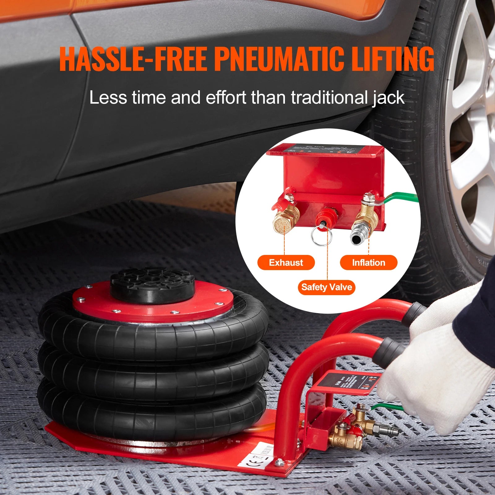 SucceBuy Triple Bag Air Jack 3 Ton (6600 lbs) Capacity Portable Pneumatic Car Jacks Heavy Duty & Quick Lifting for Garage Repair CM World