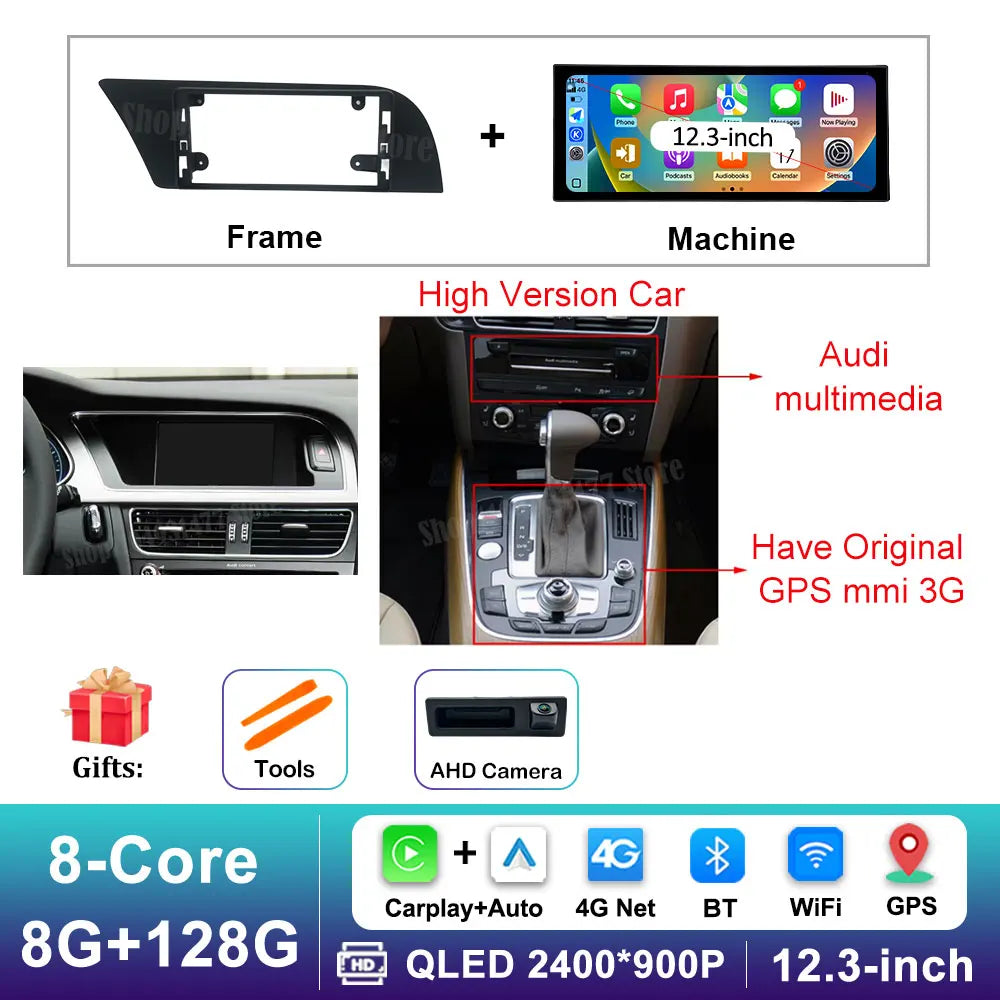 12.3 '' Ultra-thin Screen GPS Android 16 for Audi A4 B8 A5 2009 - 2016 BT Car Video Radio Multimedia Player 4G Auto Accessories CM World