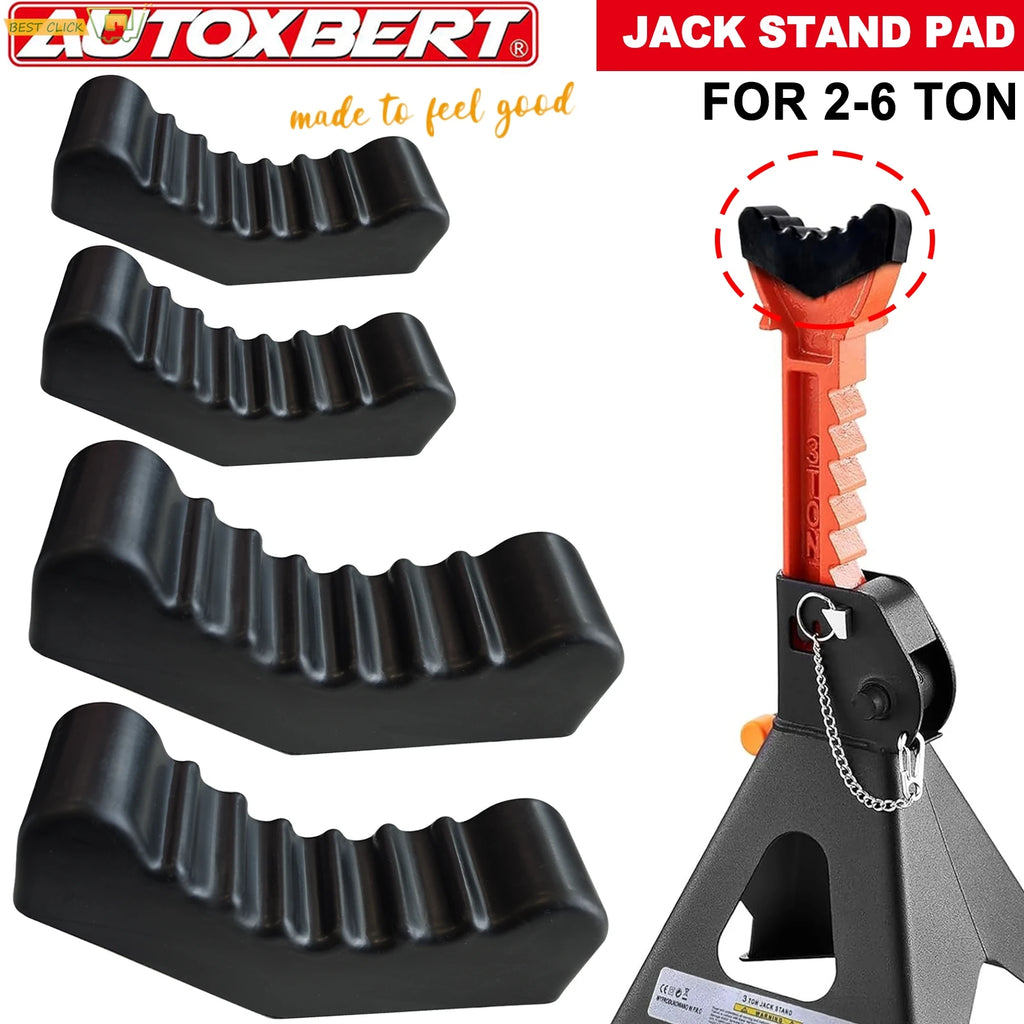 2PCS Universal Car Rubber Slotted Jack Stand Pad Lift Pads Adapter Repair Tool 3 / 6 Ton Frame Stand Rail Pinch Adaptor Black CM World