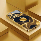 Gilded Fluid For Apple Pattern Gold Metallic Paint Glass Phone Case For iPhone 11 12 13 14 15 16 17 Pro Max Plus 17Air 16E Cover