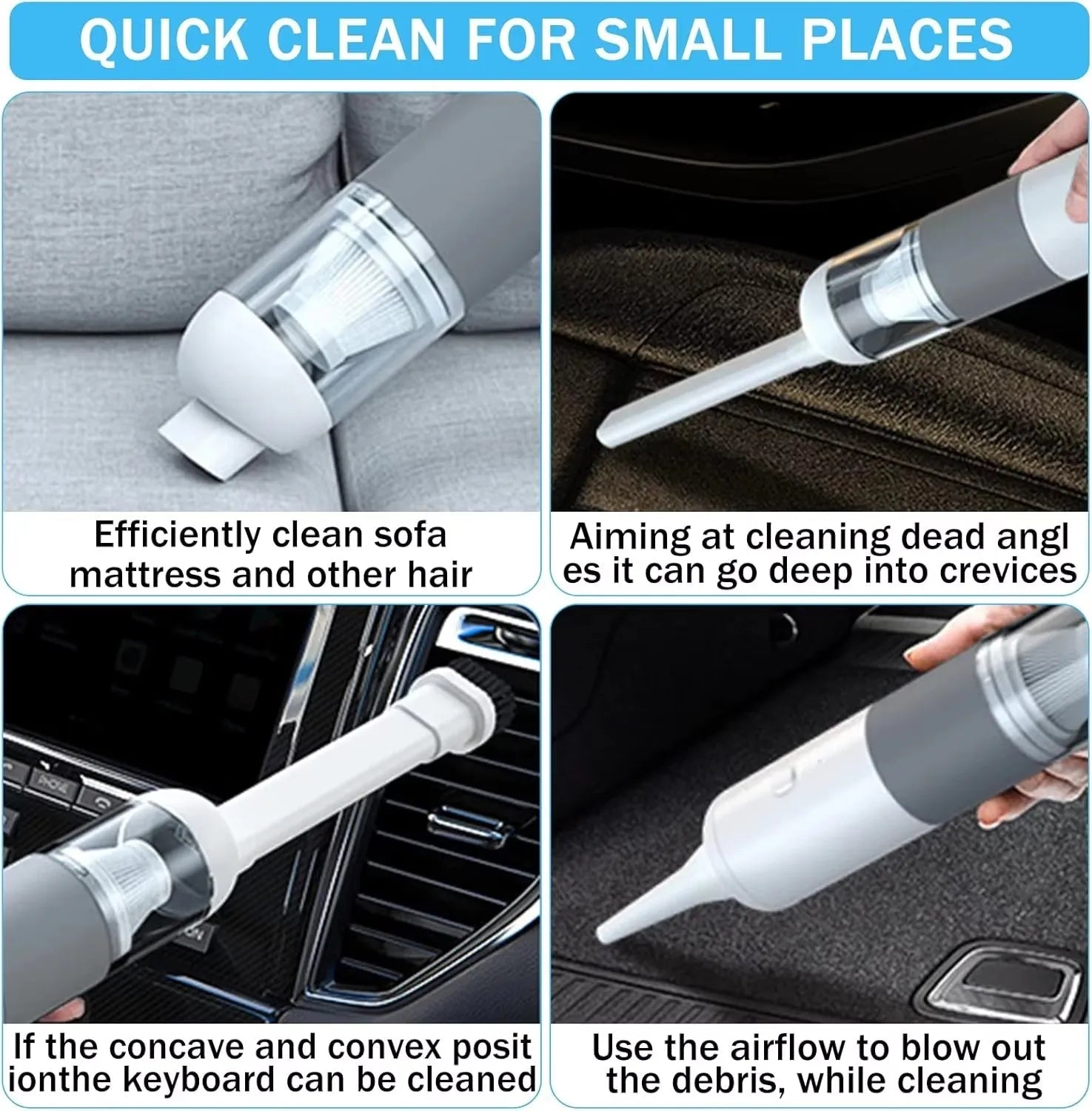 Handheld Vacuum Portable Auto Vacuum Cleaner Mini Wireless Car Vacuum Cleaner Dust Buster Rechargeable for Car Home Office Car Mobile World