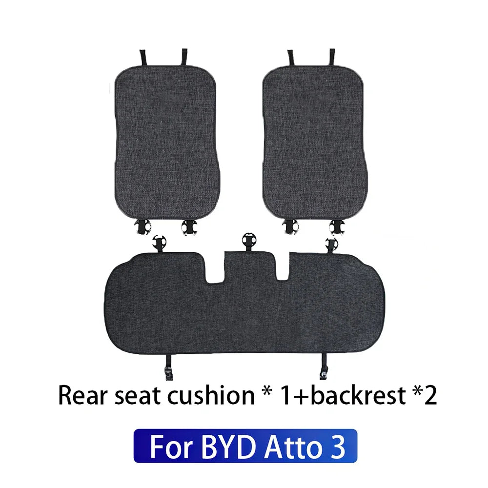 For BYD Atto 3 Yuan Plus Tang Han Dolphin EV 2021 2022 2023 2024 Breathable Linen Car Seat Cushion Protect Mat Accessories
