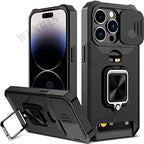 Case For iPhone 17 16 15 14 13 12 Pro Max Plus 8 7 Plus Mini Heavy Duty Protection With Sliding Camera Cover And Card Clip Cover Car Mobile World