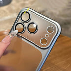Luxury Plating Nano Matte Translucent Case For iPhone 17 16 Plus 15 14 13 Pro Max Air Lens Protection Matte BackPlate Hard Cover