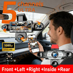 2026 New 360° 3/5 Channels Car Dash Cam Video Recorder 1080P Car DVR Front inside optional Rear View Night Vision Black Box