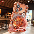 Butterfly Stand Holder Cases For iPhone 17 Pro Max Glitter Diamond Airbag Plating TPU Cover For iPhone 13 14 15 16 17 Pro Max