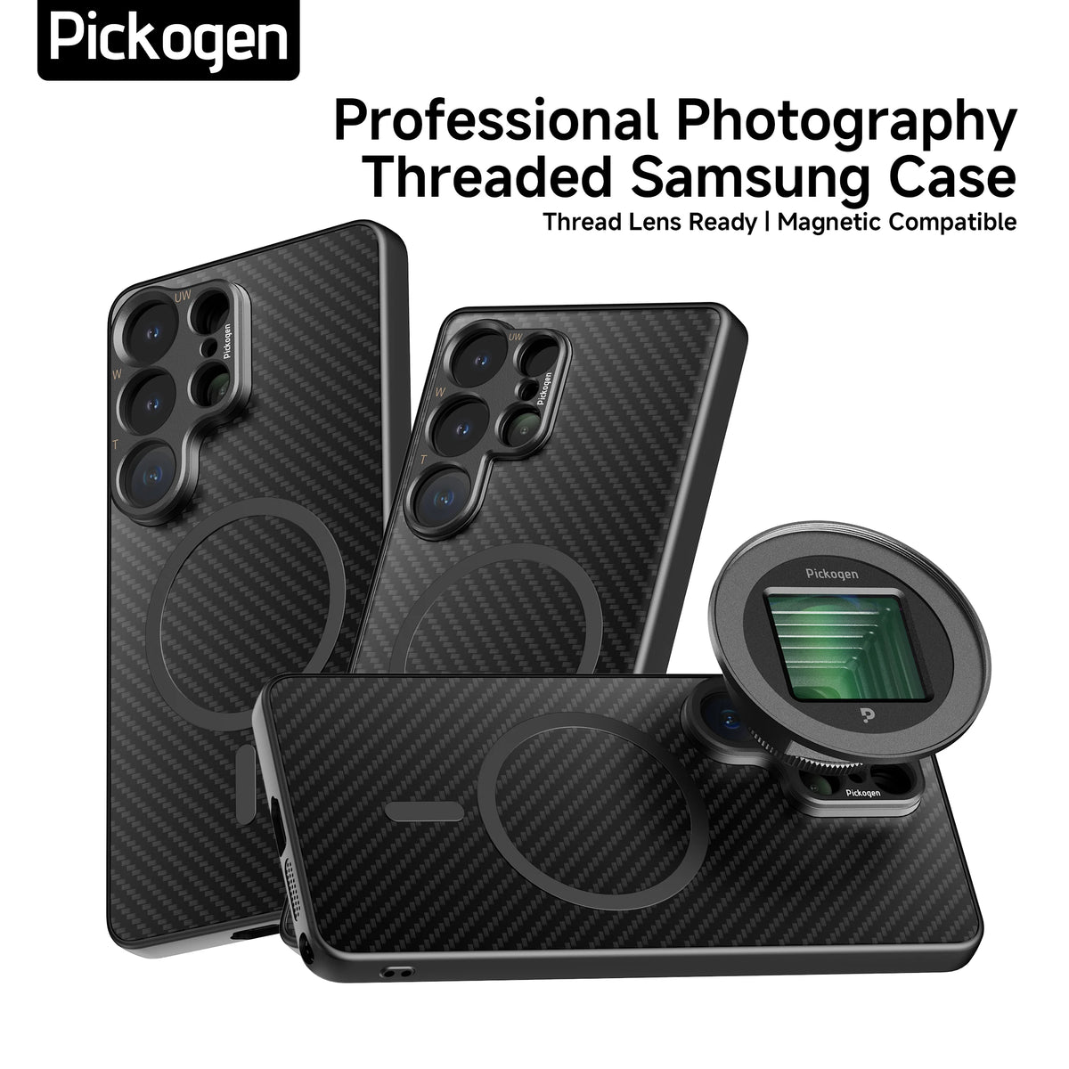 PICKOGEN 17mm Mount Phone Case for Samsung Galaxy S24 / S25 / S26 Ultra Magnetic Phone Case Cage Compatible Photographic Lens