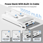 PISEN 3C Certified 22.5W Power Bank 10000mAh/ 20000mAh With Built-in Type C/L Cables Fast Charging Powerbank For iPhone Samsung Car Mobile World