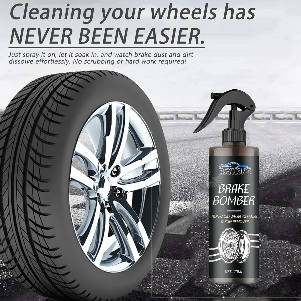 Car Wheel Cleaner Alloy Rim Cleaner Spray Remove Brake Dust Rust & Stains No Scratch Formula Polish Protect for All Wheels 120ml CM World