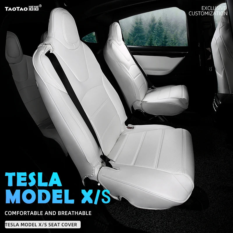 Custom Fit Car Seat Covers Specific For Tesla Model X S 360 Degree Full Covered High Quality Leather Cushion Fit 6 or 7 Seaters