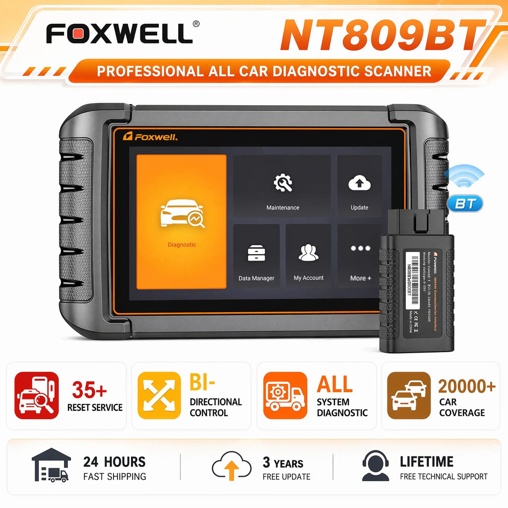 CAN FD DOIP Bidirectional Auto VIN OBD2 Automotive Scanner FOXWELL NT809BT Bluetooth 30 Plus Resets Car Diagnostic Tools Car Mobile World