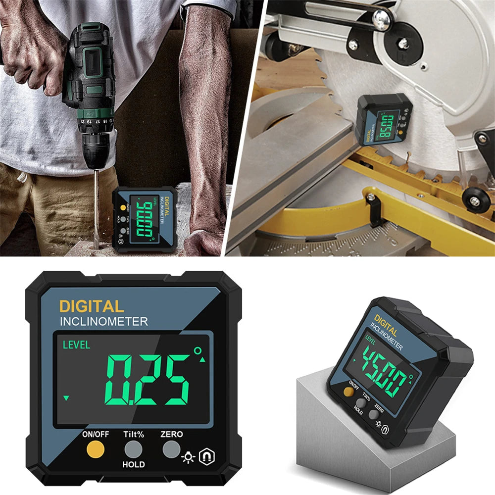 Woodworking Tools 4-sided Magnetic Dual Laser Inclinometer Digital Angle Measuring Instrument with Tilt Measurement Laser Level CM World