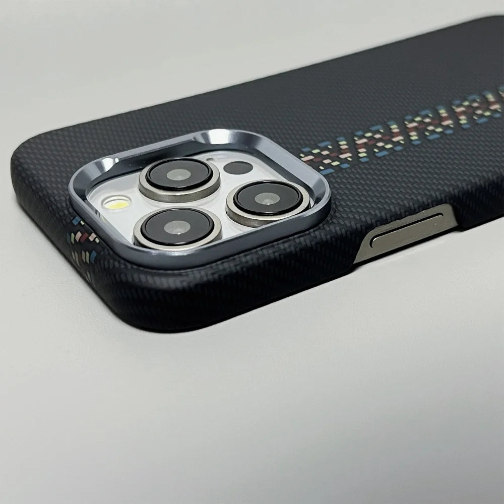 Luxury Carbon Fiber Slim Case For iPhone 17 13 14 15 16 Pro Max Shockproof Alloy Lens Camera Protective Ultra Thin Hard PC Cover Car Mobile World