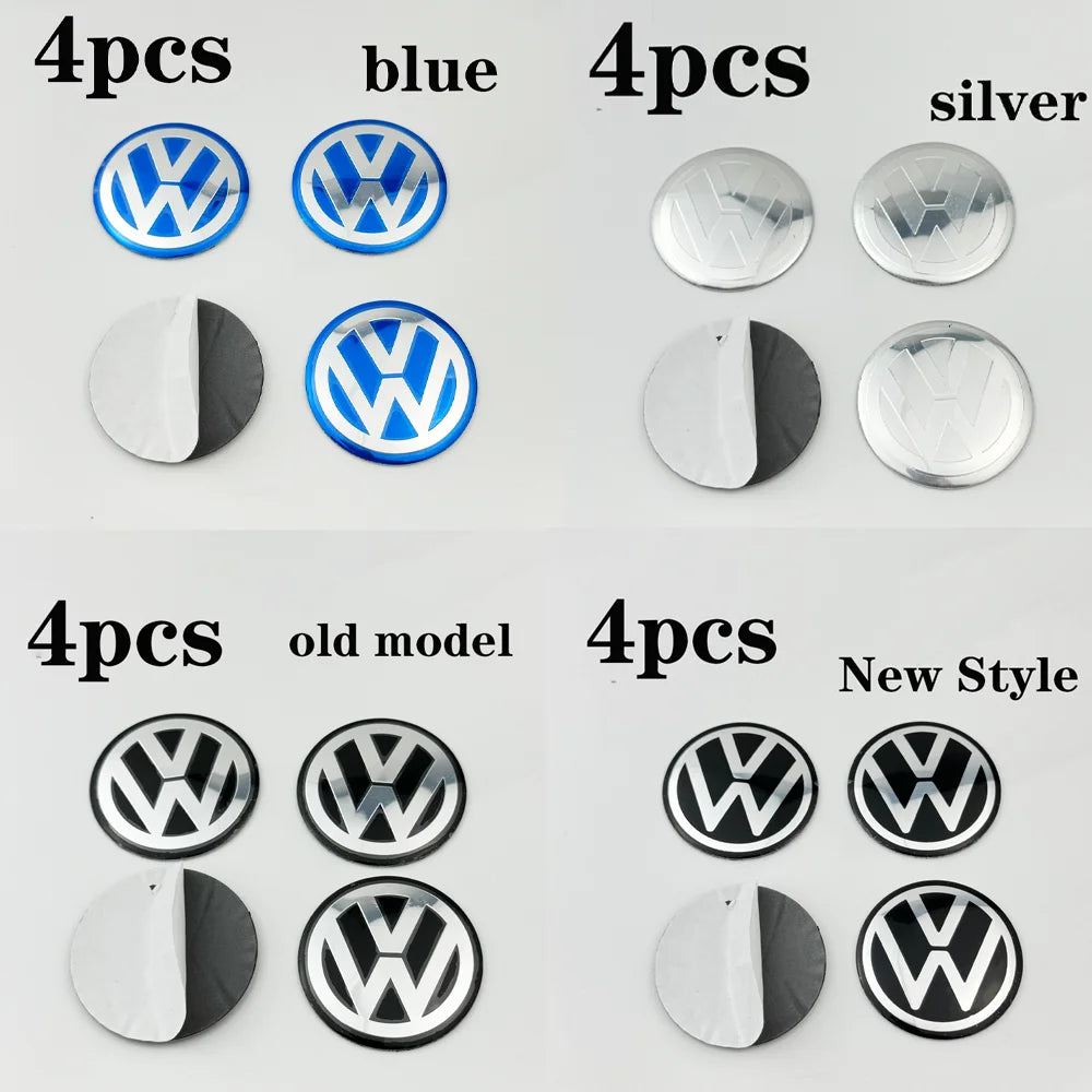 Car Sticker 4pcs Black silver 56mm/60mm/65mm Car Wheel Center Hub Caps Sticker Badge Accessories For VW Volkswagen R GTI G