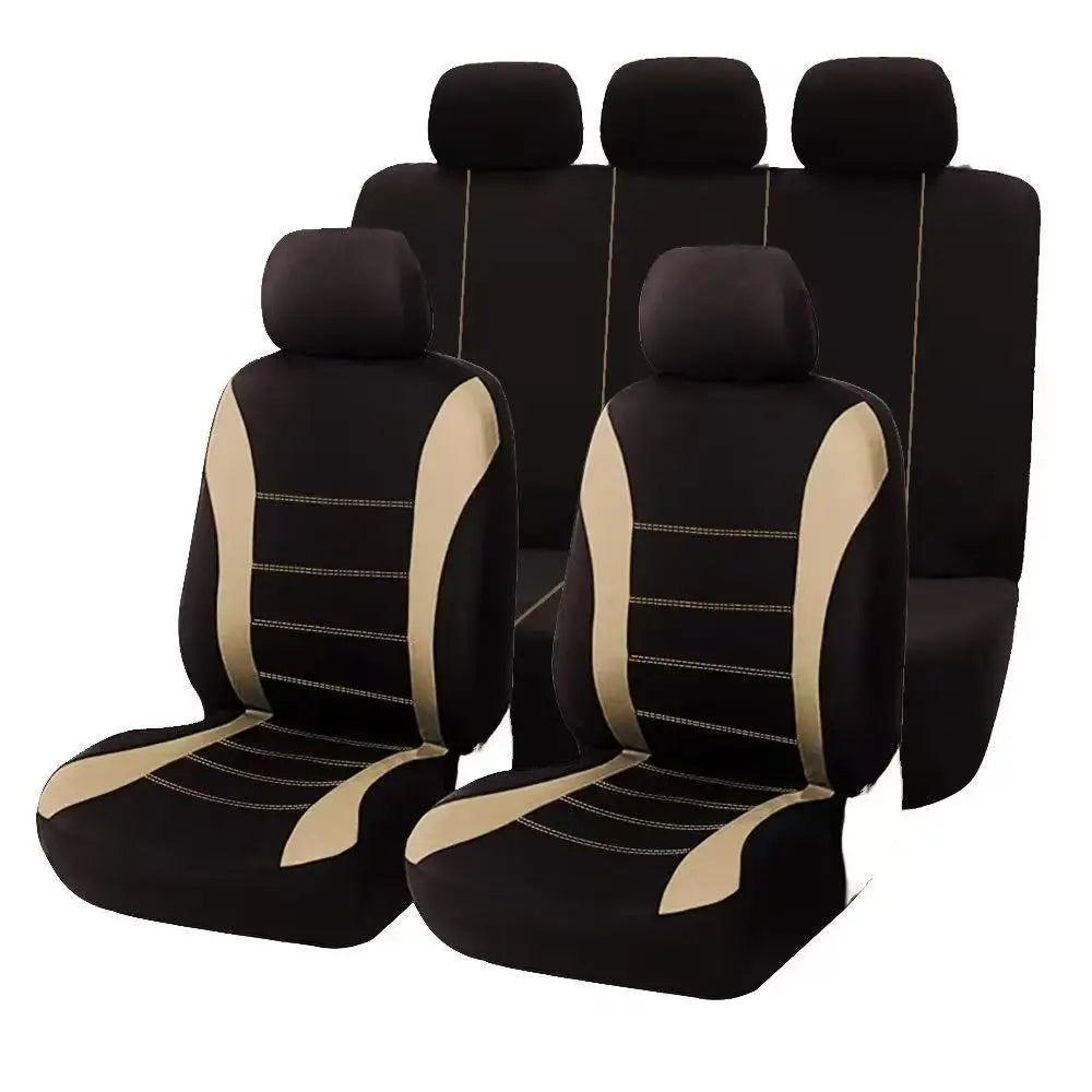 Universal Five-Seater Car Fabric Seat Covers with Stitching CM World