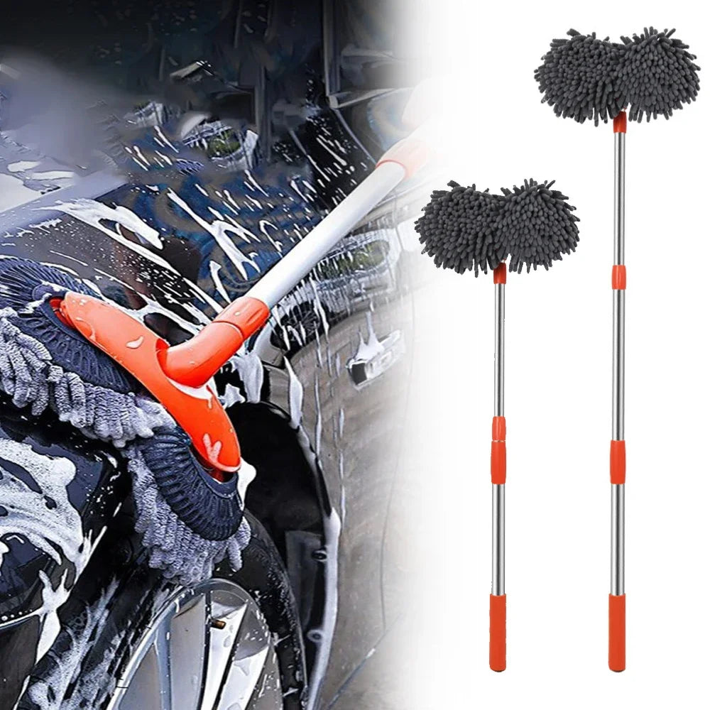 Chenille Foam Car Cleaning Brush – Extendable Handle for Roof, Glass & Body, Gentle on Clear Coat & Paint