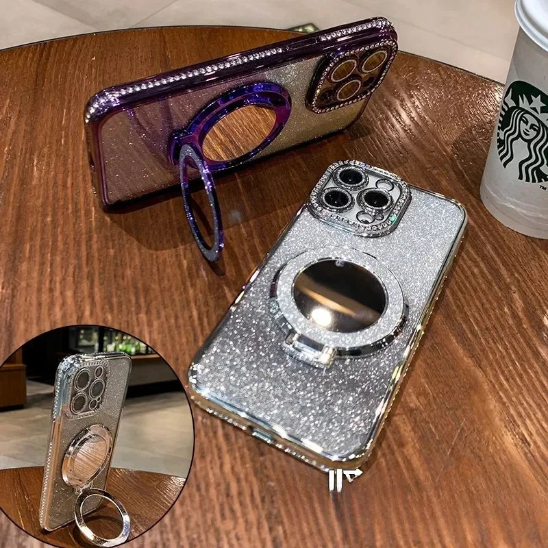 Magnetic For Magsafe Case For iPhone 17 16 13 12 11 Pro Max Jewelled Phone Cases For iPhone 17 Air 15 14 Pro Max 16 Plus Cover