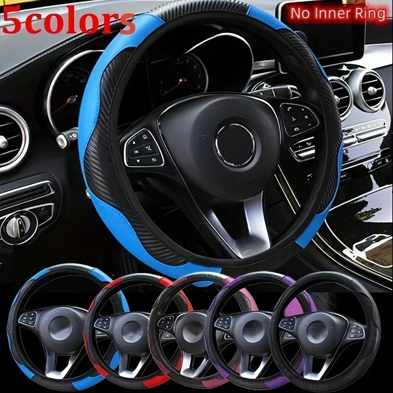 Universal Car Steering Wheel Cover For 37-38cm Steer Wheel Faux Leather Breathable Car Wheel Cover Interior Auto Accessories
