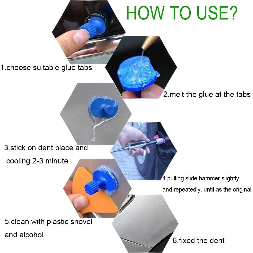 Universal Car Dent Paintless Puller Metal T Dent Puller Repair Tool Auto Repair Sheet Metal Kit Slide Hammer Reverse Hammer Glue CM World