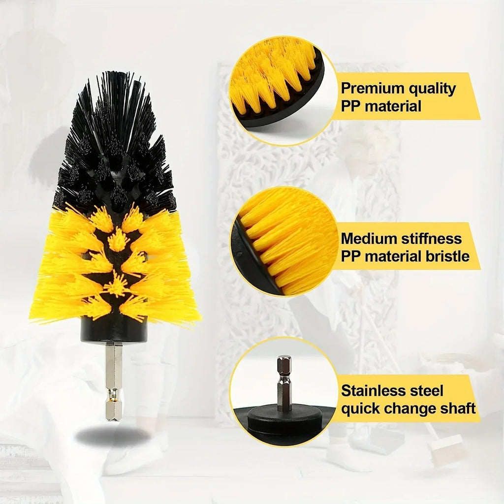 7-Piece Drill Brush Attachment Set, Cleaning Brush Tool Kit, Multi-Purpose Drill Brush with Extension Pole for Floor, Automotive CM World