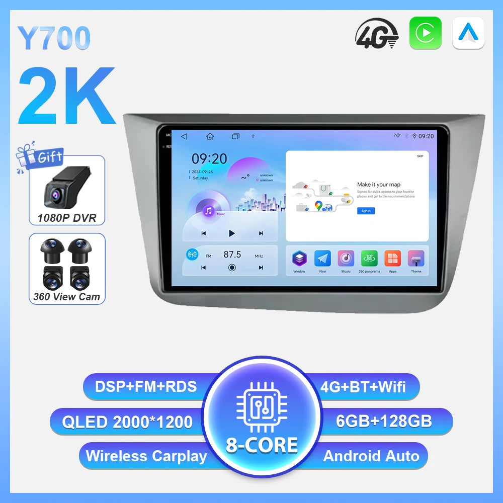Android 16 Car Radio Autoradio For Seat Altea XL Toledo 2004-2015 Multimedia Player GPS Navigation Wireless Carplay Auto WIFI BT