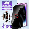 360° 5PCS Anti-Spy Glass For iPhone 18 Pro Max 17 16 15 Pro Max 14 Plus 13 iPhone 18 Ultra 18pro Privacy Screen Protector
